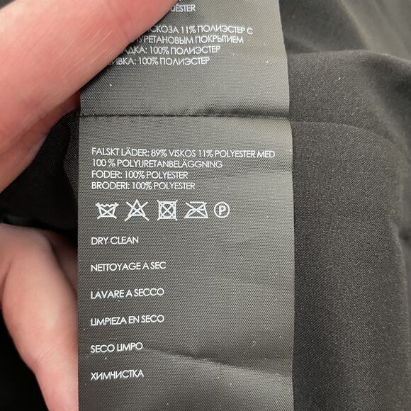 Club Monaco Edvard Skirt Womens 6 Black Faux Leather Embroidered Floral Roses - Picture 10 of 12